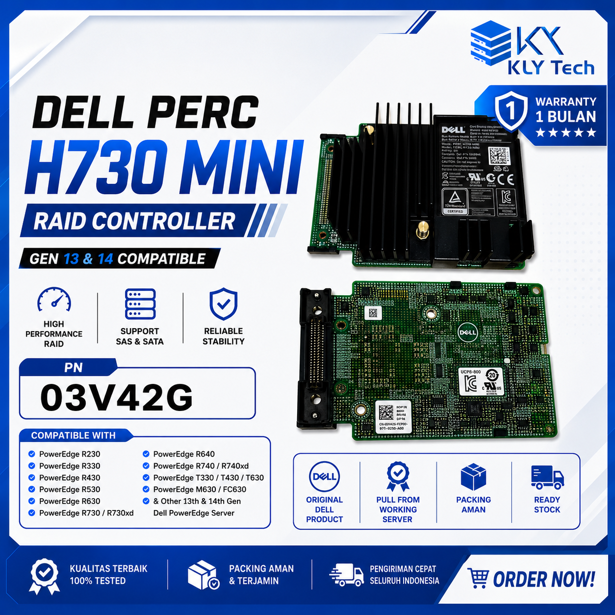 Dell PERC H730P Mini Mono RAID Controller 03V42G 12Gb SAS 2GB Cache Original R630 R730 R740 R740xd