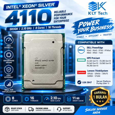 Intel Xeon Silver 4110 8 Core 16 Thread 2.10GHz LGA3647 Server CPU