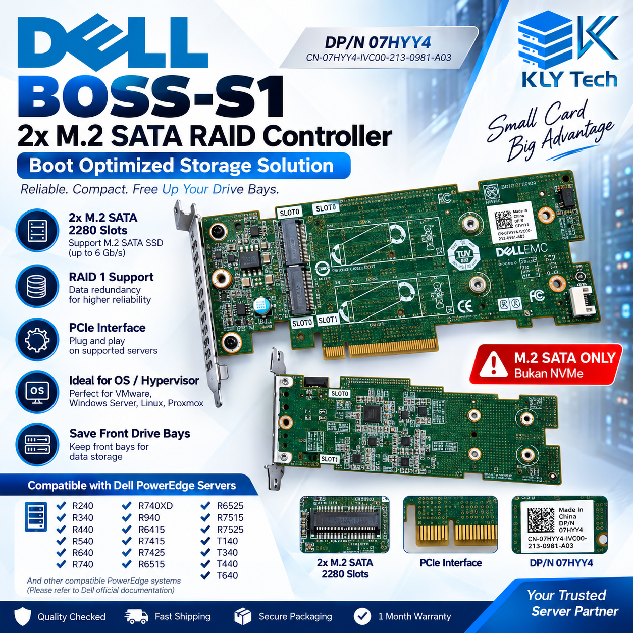 Dell BOSS-S1 2x M.2 SATA RAID Controller 07HYY4 R640 R740 R740XD